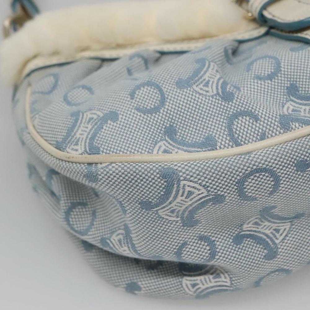 CELINE C Macadam Canvas Shoulder Bag Light Blue Gold Auth MX095 - Picture 12 of 16